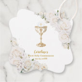 White Floral First Holy Communion Chalice Photo フェイバータグ (裏面)
