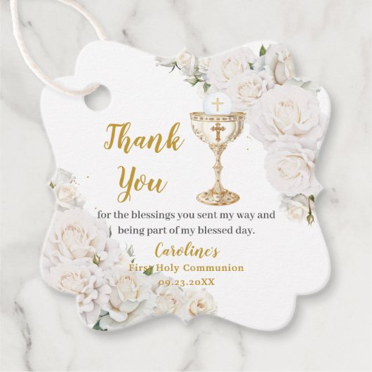 White Floral First Holy Communion Chalice Photo フェイバータグ (正面)