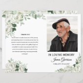 White Floral Funeral Program Template (正面/裏面)