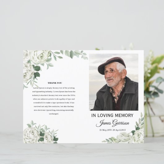 White Floral Funeral Program Template (スタンド正面)