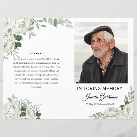 White Floral Funeral Program Template (正面)