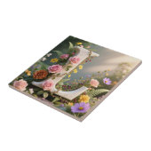 White Floral Garden Monogram Letter L タイル (側面)