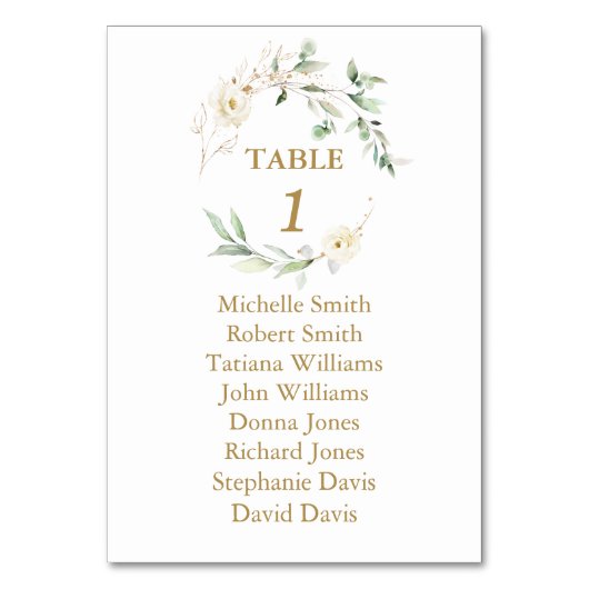  White Floral Greenery Baptism Seating Chart   テーブルナンバー (正面)