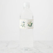 White Floral Greenery Elegant Personalized Wedding ペットボトルラベル (裏面)