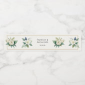 White Floral Greenery Elegant Personalized Wedding ペットボトルラベル (シングルラベル)