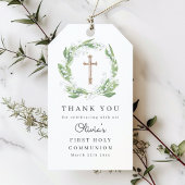 White Floral Greenery First Communion Favor ギフトタグ