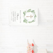White Floral Greenery First Communion Welcome 横断幕 (インサイチュ)