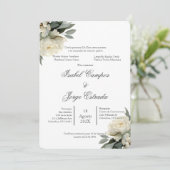 White floral Greenery Wedding Invitation 招待状 (スタンド正面)