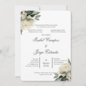 White floral Greenery Wedding Invitation 招待状 (正面)