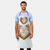 White Floral Heart  Kitchen Apron for Mom エプロン (着用した状態)