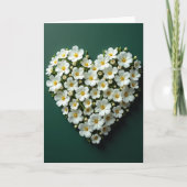 White Floral Heart Love Card カード (正面)