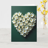 White Floral Heart Love Card カード (黄色い花)