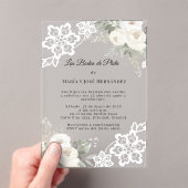White Floral Lace Invitación Bodas de Plata アクリル招待状 (インサイチュ (ポータブル))