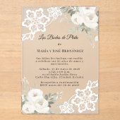 White Floral Lace Invitación Bodas de Plata アクリル招待状 (正面)