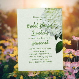White Floral Limelight Hydrangea Flowers Party 招待状