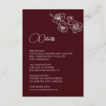 White Floral Line Art Burgundy Wedding