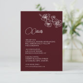 White Floral Line Art Burgundy Wedding エンクロージャーカード (スタンド正面)