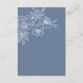 White Floral Line Art Dusty Blue Wedding エンクロージャーカード (裏面)