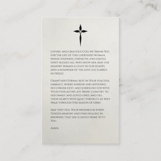 White Floral Memorial Card 名刺 (裏面)