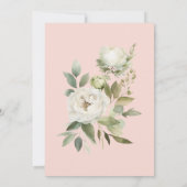 White Floral on Pink First Holy Communion 招待状 (裏面)