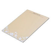 White Floral on Tan ノートパッド (アングル)