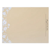 White Floral on Tan ノートパッド (正面)