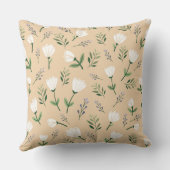 White Floral on Vanilla Scandinavian クッション (裏面)