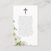 White Floral Photo Memorial Prayer Card 名刺 (裏面)