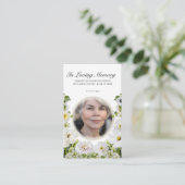 White Floral Photo Memorial Prayer Card 名刺 (スタンド正面)