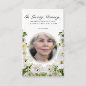 White Floral Photo Memorial Prayer Card 名刺 (正面)