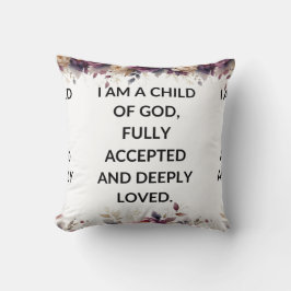 White floral pillow with a simple religious quote クッション