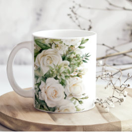  White Floral Roses Mom Coffee Mug コーヒーマグカップ