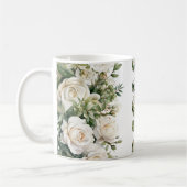  White Floral Roses Mom Coffee Mug コーヒーマグカップ (左)