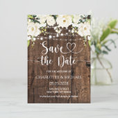 White Floral Save the Date Wedding 招待状 (スタンド正面)
