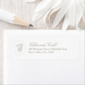 White | Floral Script Return Address Label ラベル (インサイチュ)