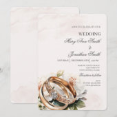 White Floral Spanish Wedding Invitation 招待状 (正面/裏面)