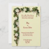 White Floral Vine Border Wedding 招待状 (正面)