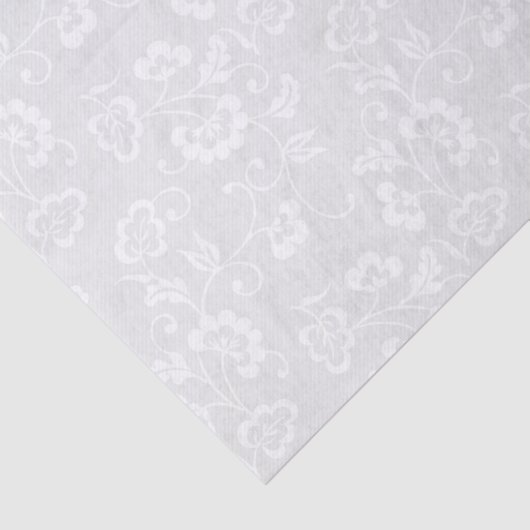 White Floral Vine Pattern on Light Gray 薄葉紙 (詳細)