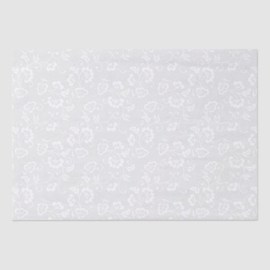 White Floral Vine Pattern on Light Gray 薄葉紙 (正面)