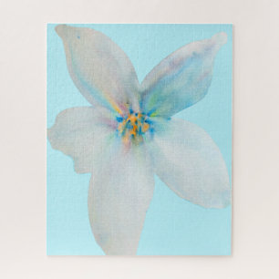 White floral watercolor flower pastel ジグソーパズル
