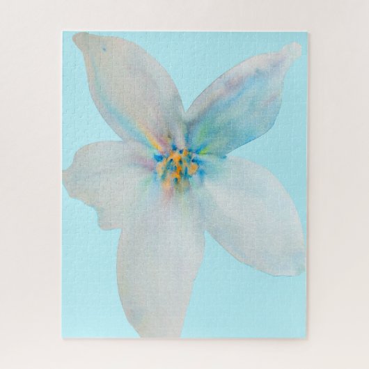 White floral watercolor flower pastel ジグソーパズル (縦)