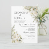 White floral wedding invitation 招待状 (スタンド正面)