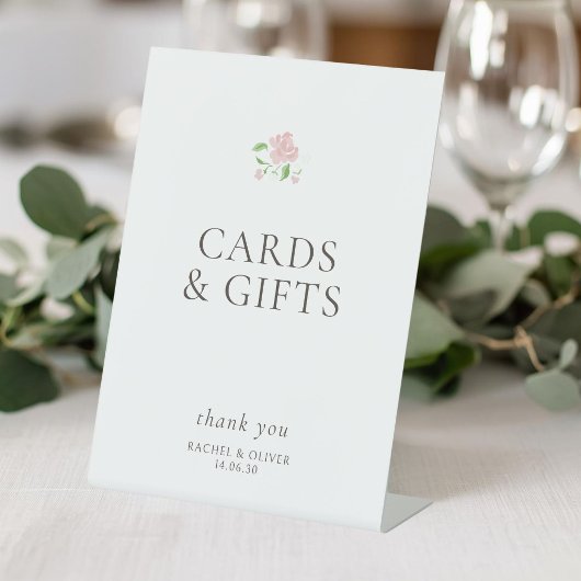 White | Floral  Wedding Table Top Pedestal Sign 台座サイン