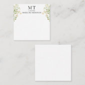 White Floral Wildflower Classic Monogram Square ノートカード (正面/裏面)