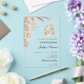 White Floral with ring Wedding アクリル招待状 (インサイチュ (ウェディング))
