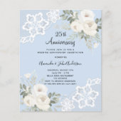 White florals 25th wedding anniversary invitation (正面)