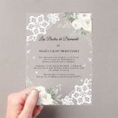 White Florals Invitación Bodas de Diamante アクリル招待状 (インサイチュ (ポータブル))
