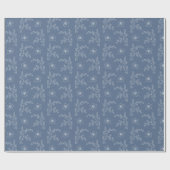 White Florals On Dusty Blue Wedding Wrapping Paper ラッピングペーパー (フラット)
