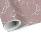 White Florals On Dusty Pink Wedding Wrapping Paper ラッピングペーパー (ロールコーナー)