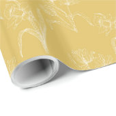 White Florals On Gold Wedding Wrapping Paper ラッピングペーパー (ロールコーナー)
